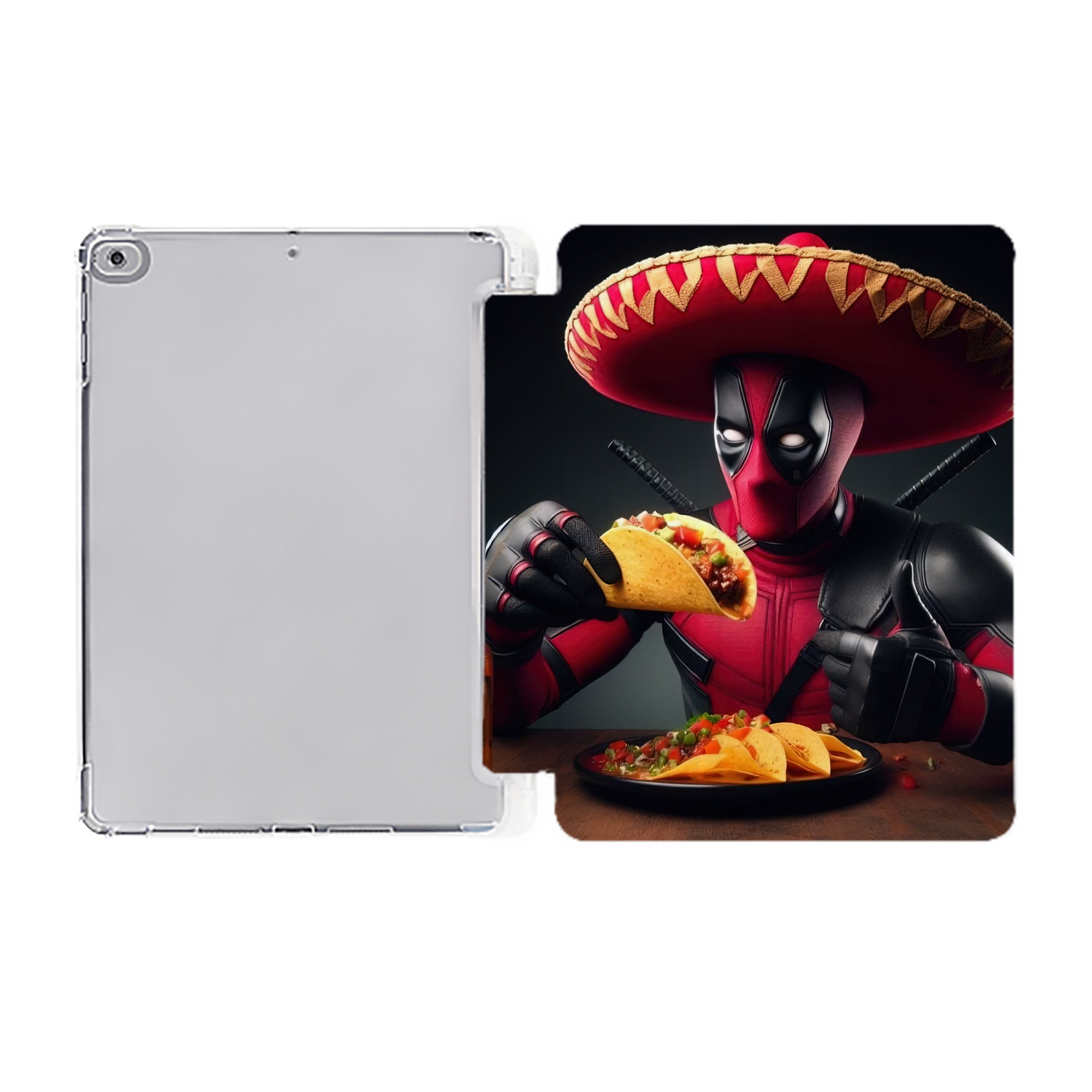 （画像用） Deadpool デッドプール IPad ケース ペン収納付き 三つ折りスタンド PUレザー×シリコン 対応機種9.5/10.5/10.9インチ